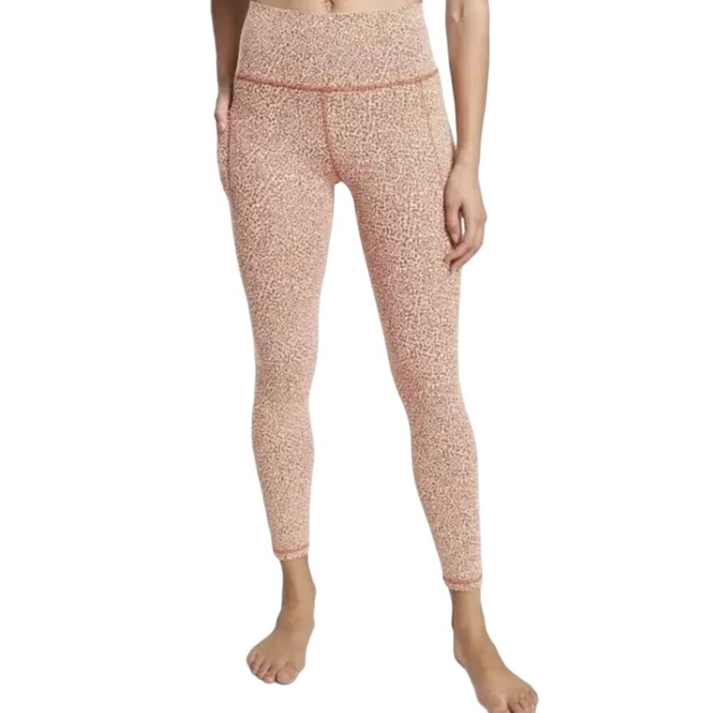 Athleta Salutation Stash II Textured Tight UPF 50 Compression Orange Cheetah XSP